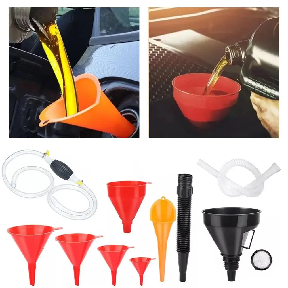Car Oil Filling Funnel Set with Flexible Extension Pipe Car Funnel Set QXL
