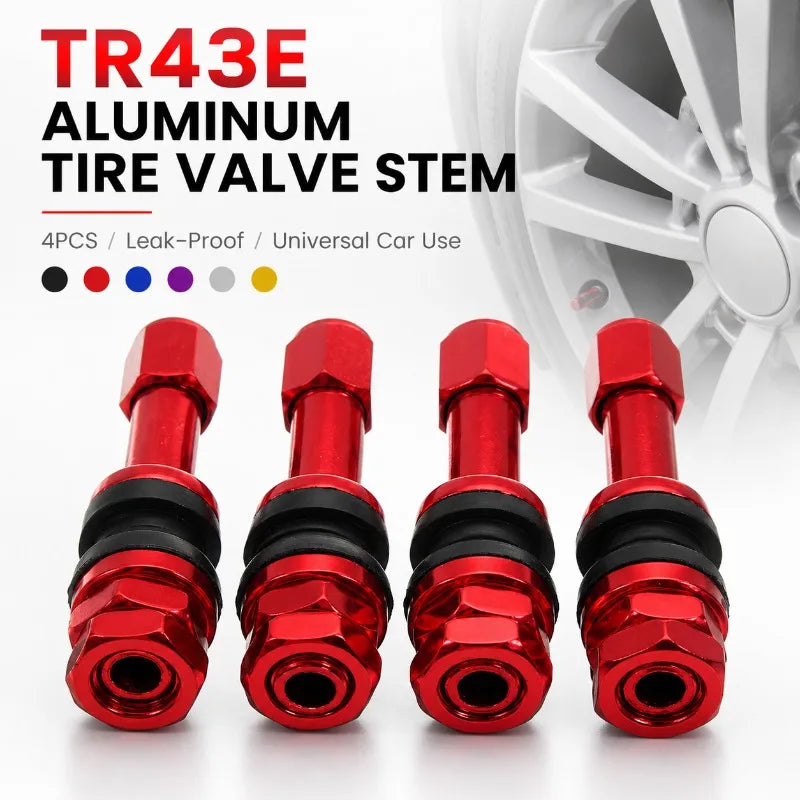 4-Pack TR43E Aluminum Tire Valve Stems for Tubeless Rims Tire Valve Stems QXL