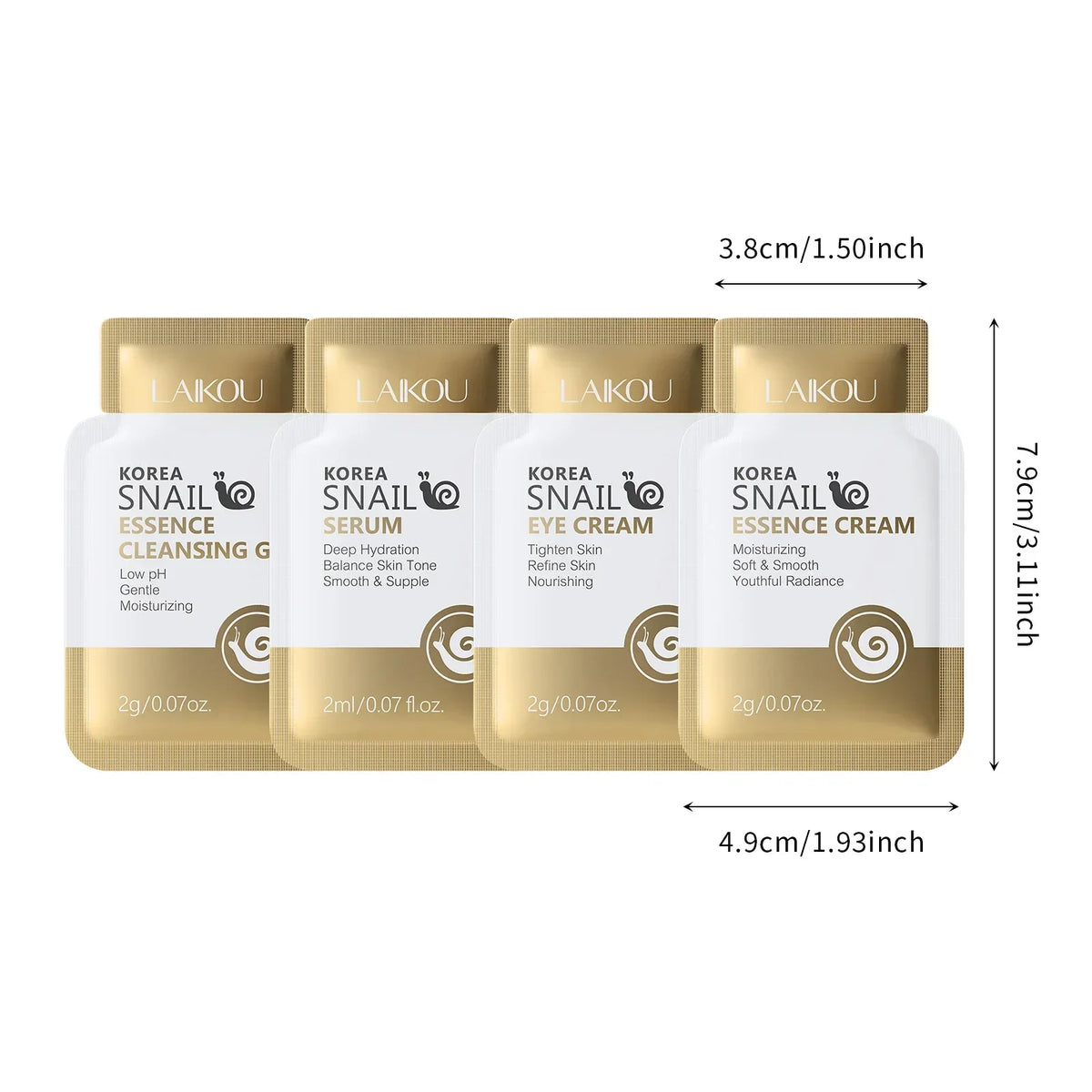 LAIKOU Korean Snail Mucin Skincare Set – Cleanser, Serum & Cream Skincare Routine Set QXL
