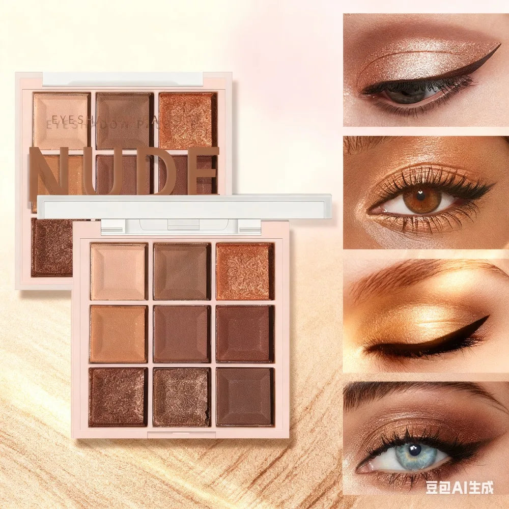 9-Color Chocolate Eyeshadow Palette | Matte & Shimmer Nude Eyeshadow Palette QXL