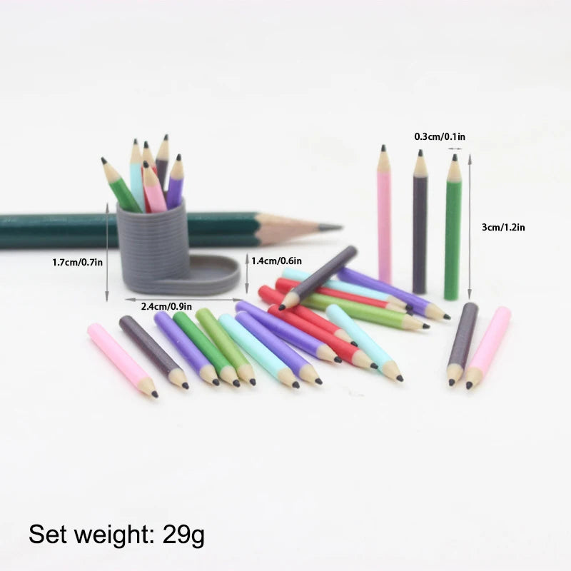 1:12 Dollhouse Miniature Pen Holder & 6 Colored Pencils Set Dollhouse Miniature Set QXL