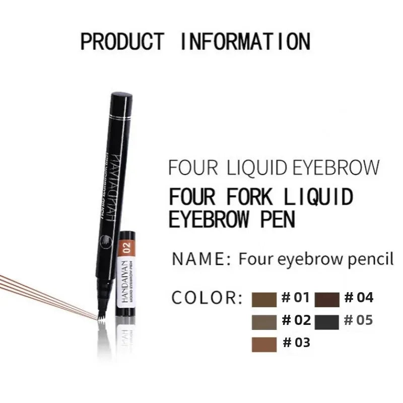 Handaiyan 4D Microblading Eyebrow Pen | 4-Fork Waterproof Eyebrow Pencil QXL