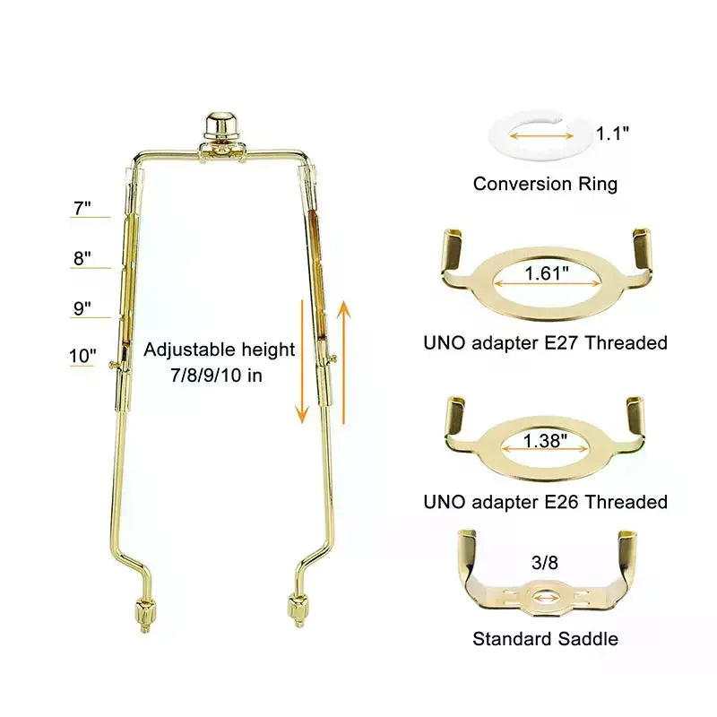 Adjustable Lamp Shade Harp Holder Kit | E26 E27 Spider Shade Lamp Shade Harp Kit QXL
