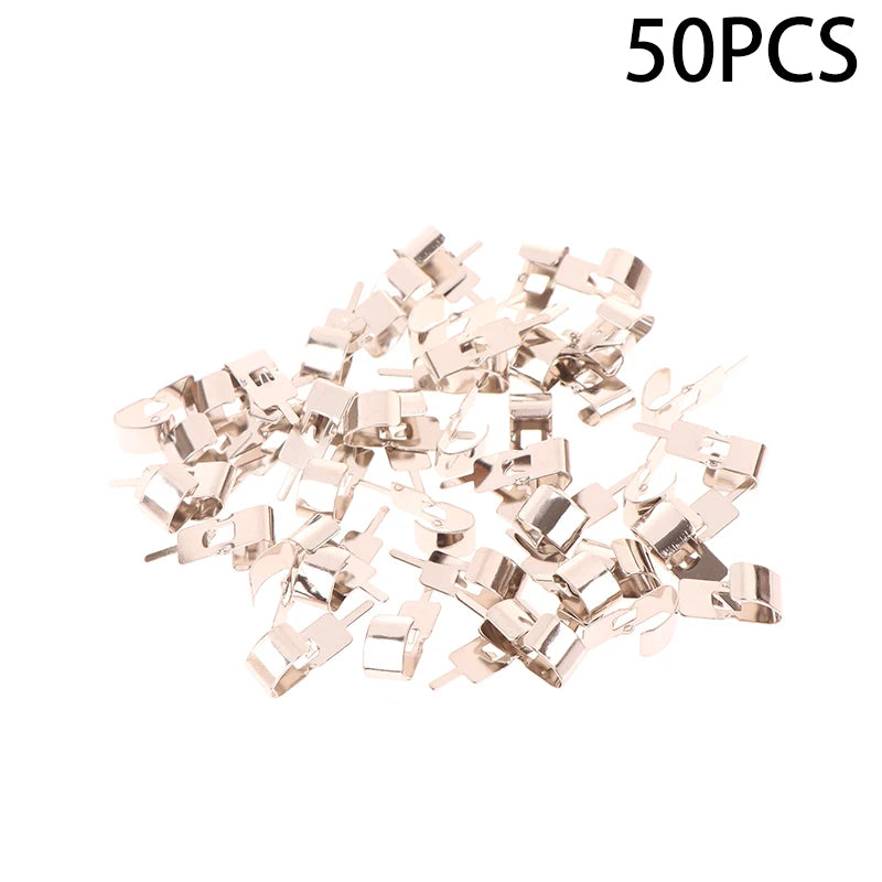 50-Pack Spring Steel 18650 Battery Clips with Contact Insert Battery Clip QXL