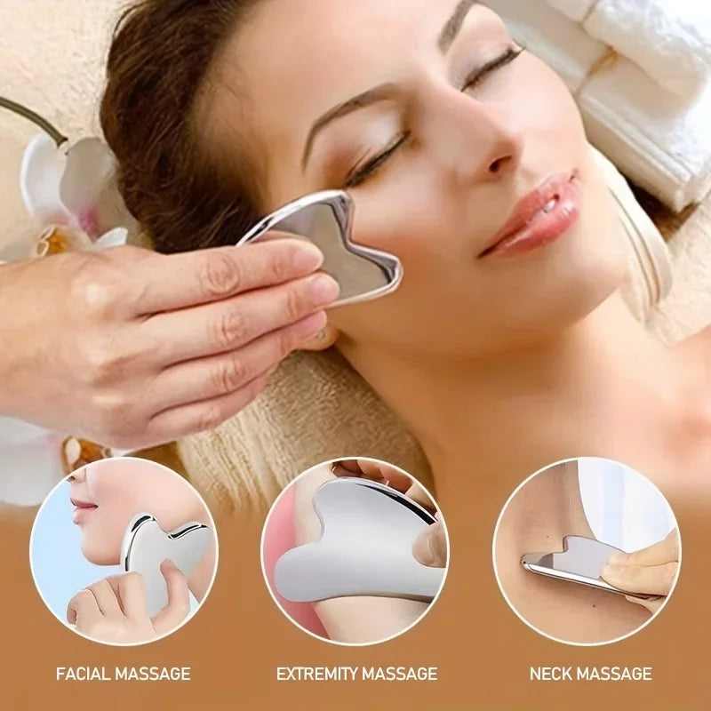 Stainless Steel Facial Contour Scraping Board & Brush Set Facial Contouring Tool QXL