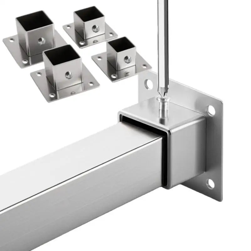 Stainless Steel Square Tube Flange Base Connector 20–35mm Tube Flange Connector QXL
