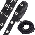 Black Leather Eyelet Grommet Tape 5 Yds + 10.9 Yd Cord Kit Eyelet Grommet Trim QXL AECH04-14716