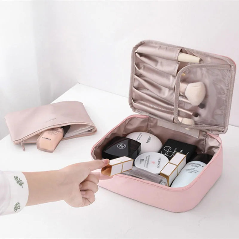 Large Waterproof Makeup Bag – Travel Cosmetic Organizer & Brush Bag Cosmetic Travel Bag QXL
