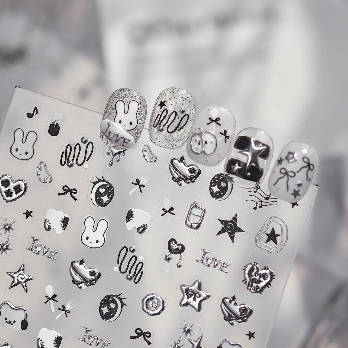 5D Nail Art Stickers – Bunny, Bow, Star & Plaid Decals Nail Art Stickers QXL