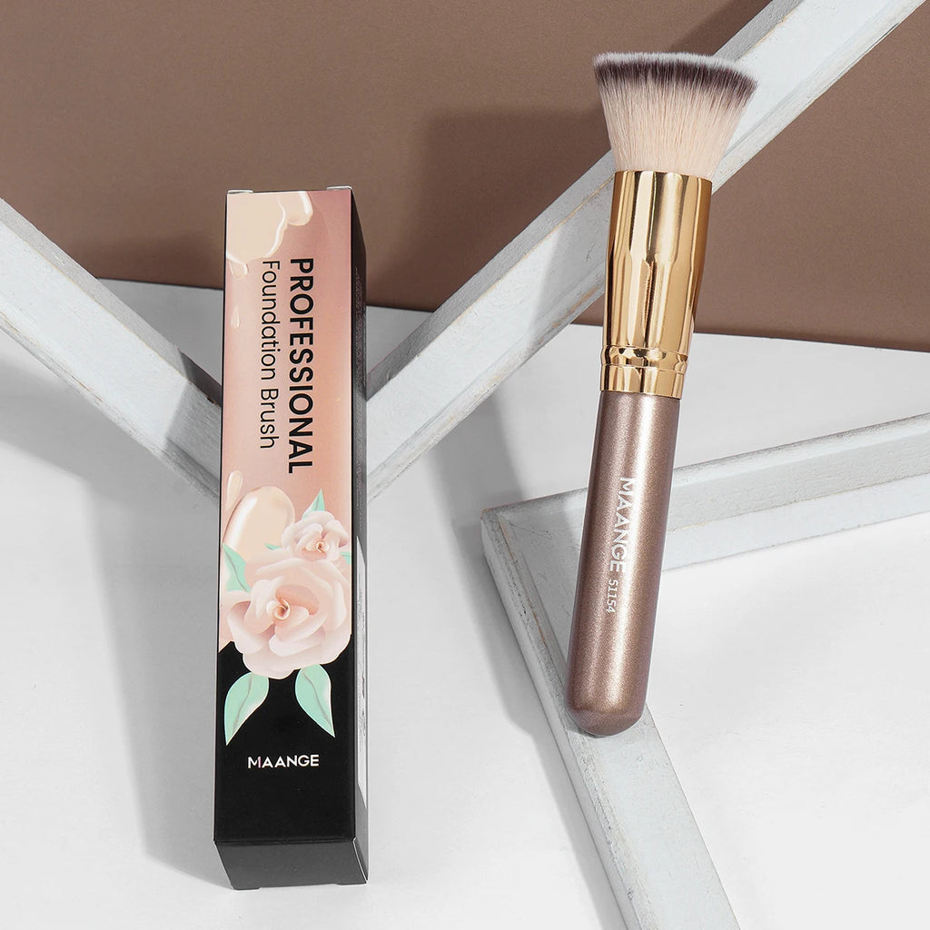 MAANGE Soft Foundation Contour Makeup Brush | Synthetic Bristles Makeup Brush QXL Gold