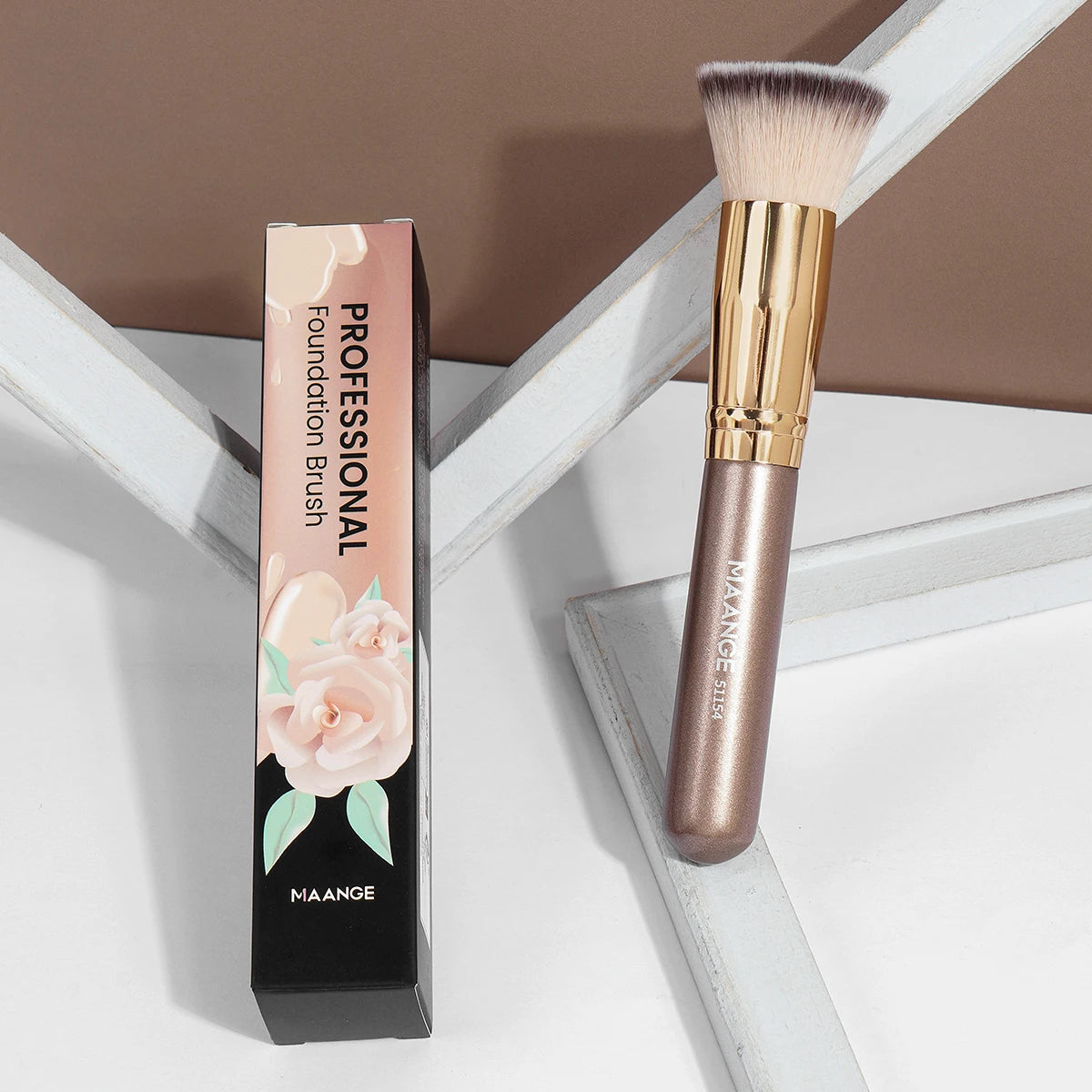 MAANGE Soft Foundation Contour Makeup Brush | Synthetic Bristles Makeup Brush QXL Gold