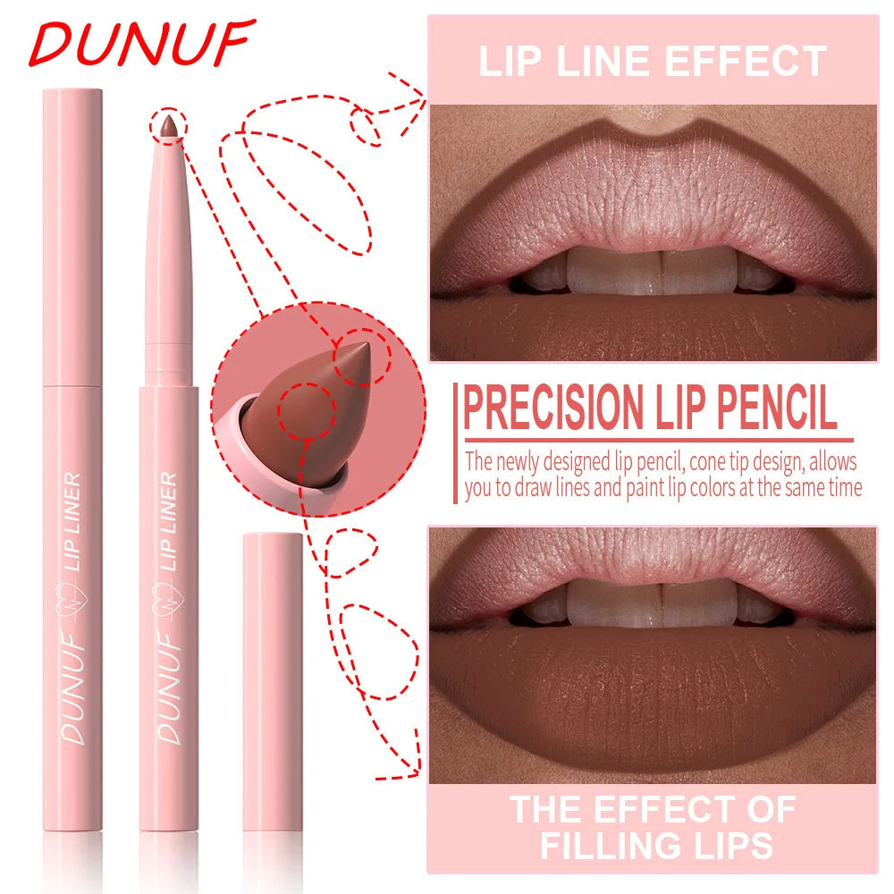 12-Color Velvet Matte Lip Liner | Waterproof & Long-Lasting Lip Liner Pencil QXL