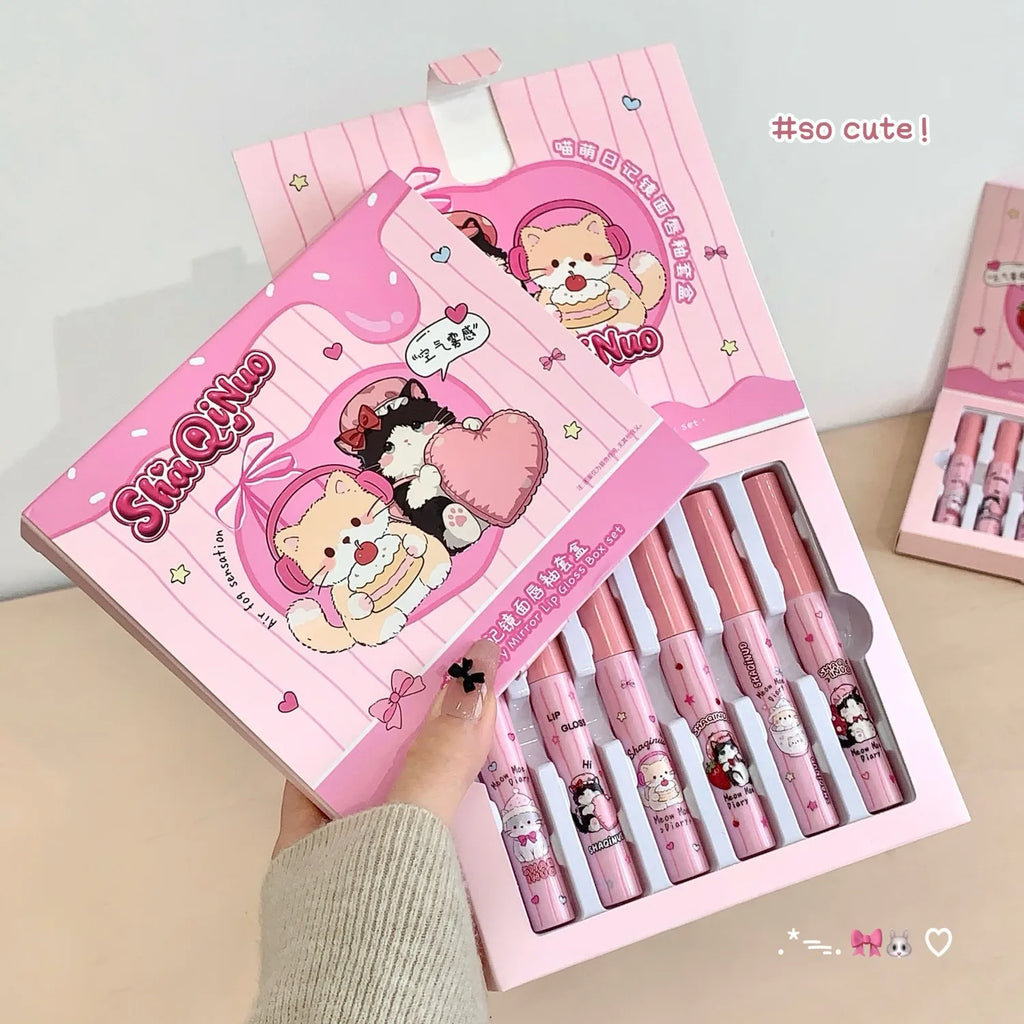 6-Piece Mirror Lip Gloss Set – Waterproof Moisturizing Lip Tint Lip Gloss Set QXL