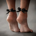 2-Pack Bow & Stud PU Leather Anklets for Women – Black Fashion Anklet Set QXL 1pair anklets