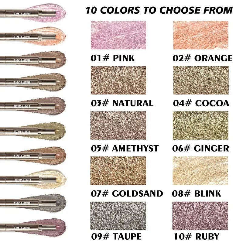 Beauty Glazed 10-Color Double-Ended Shimmer Eyeshadow Stick Eyeshadow Stick QXL
