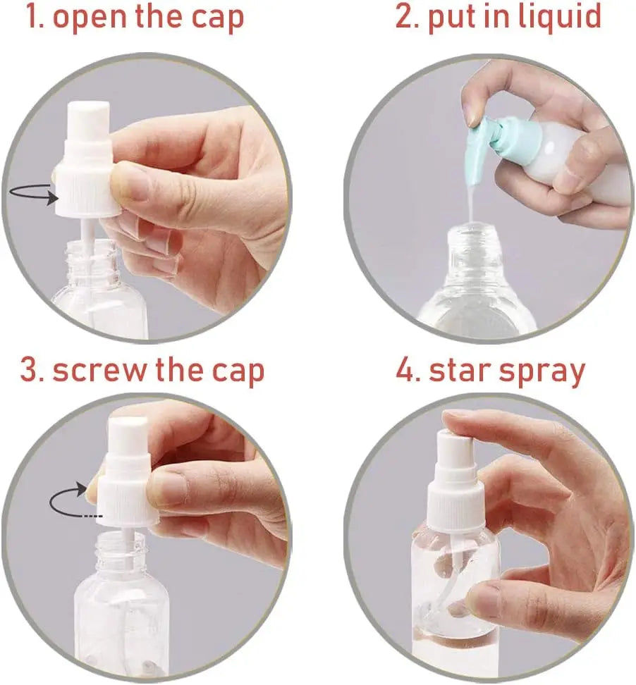 5-Pack Refillable Spray Bottles with Carabiner | 30ml & 60ml Travel Spray Bottles QXL