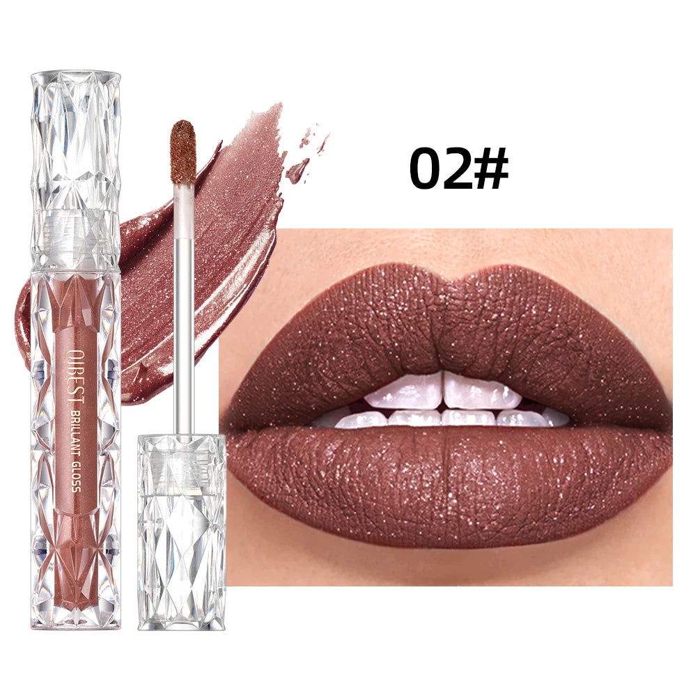 QIBEST Glitter Shimmer Lip Gloss | Pearlescent Liquid Lipstick Glitter Lip Gloss QXL 02