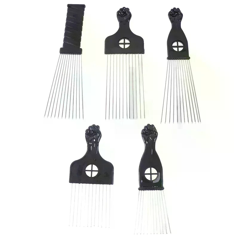 Black Fist Afro Pick Comb | Wide Tooth Natural Hair Styling Afro Pick Comb QXL