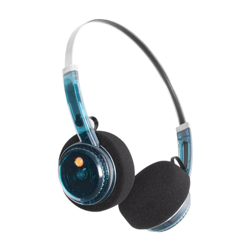 YITHOR Transparent Bluetooth Headphones with Fidget Button & Mic Bluetooth Headphones QXL Blue