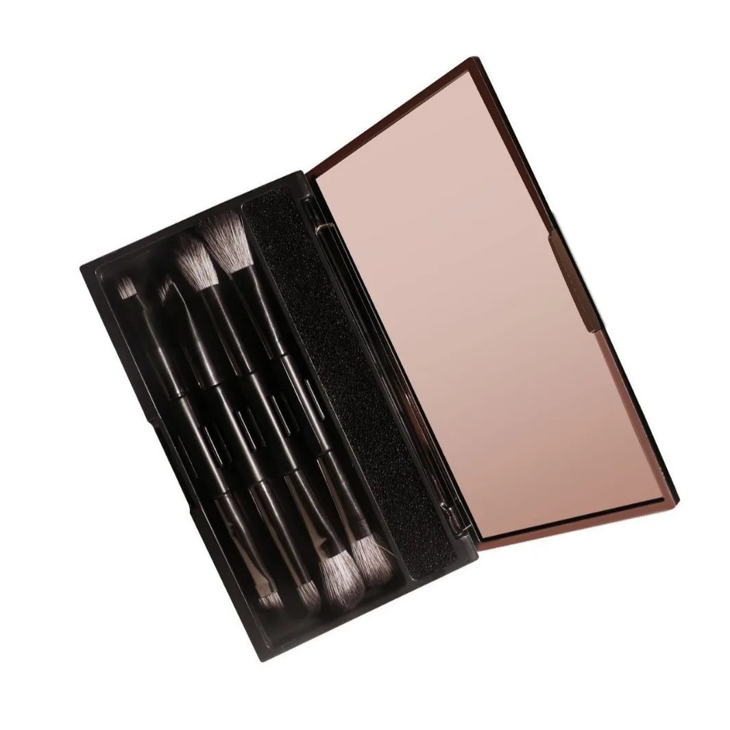 4-Piece Double-Head Eyeshadow Brush Set with Mirror Case Eyeshadow Brush Set QXL