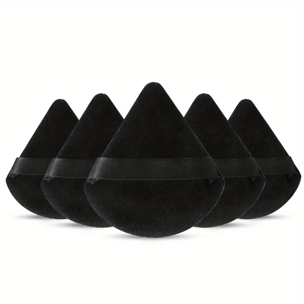 MAANGE Triangle Powder Puff Set 3/5/6 Pcs | Soft Velour Makeup Makeup Powder Puff QXL 5 Pieces Black