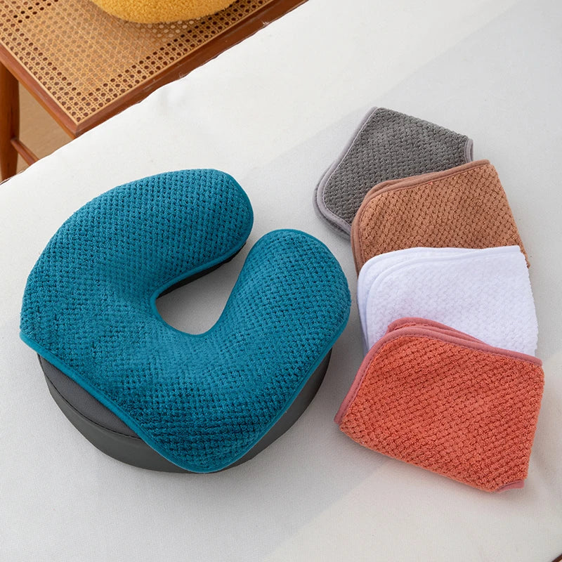 Coral Fleece U-Shaped Facial Pillow Cover | SPA Massage Facial Pillow Cover QXL