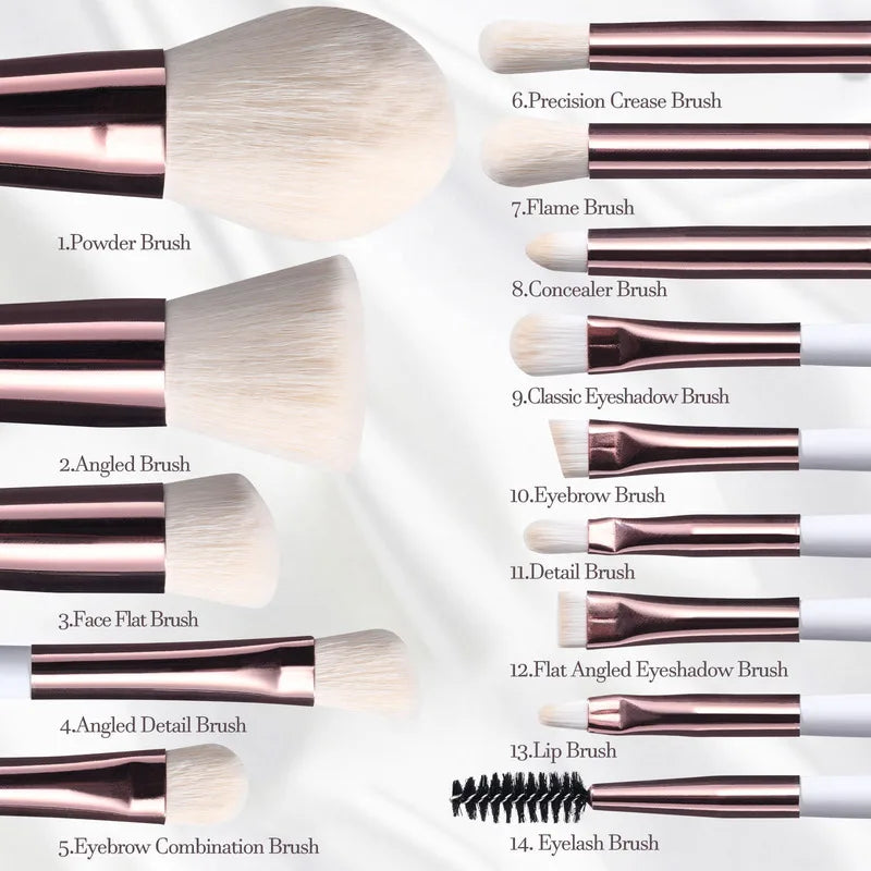 14-Pc Makeup Brush Set with Rechargeable LED Mirror Case Makeup Brush Set QXL