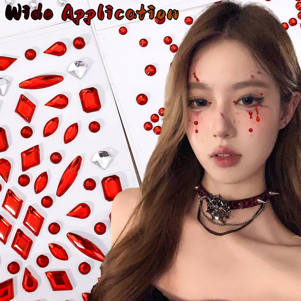 3D Halloween Spider Face Gems & Rhinestone Body Stickers Face Gem Stickers QXL