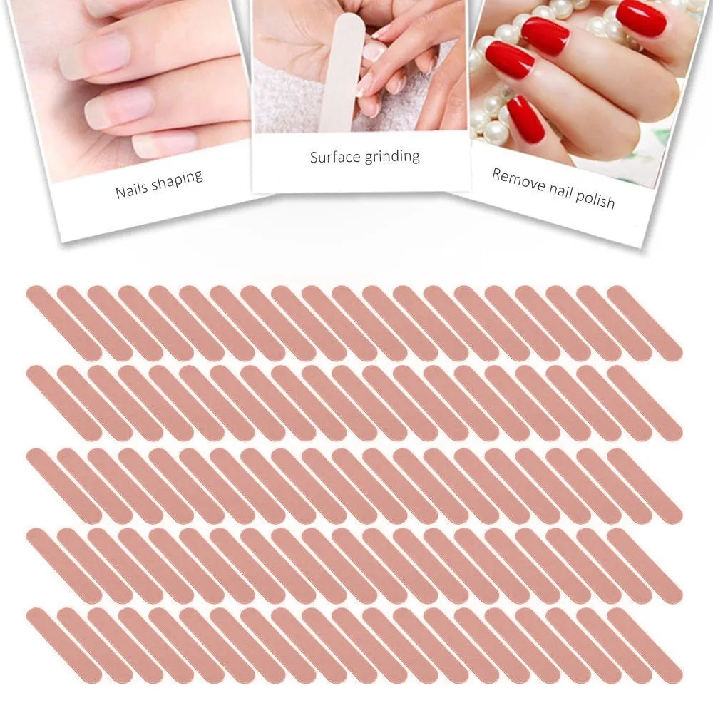 100-Pack Double-Sided Mini Wood Nail Files | Pink Travel Set Nail File Set QXL