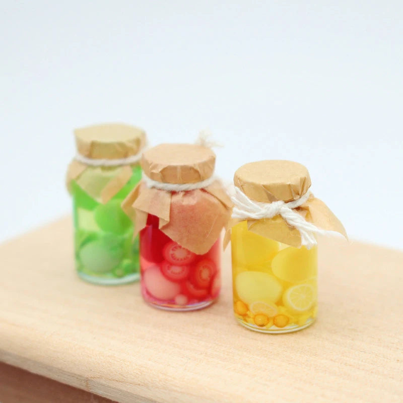 Dollhouse Miniature Fruit Glass Cans | Resin Food Play Model Dollhouse Miniature QXL