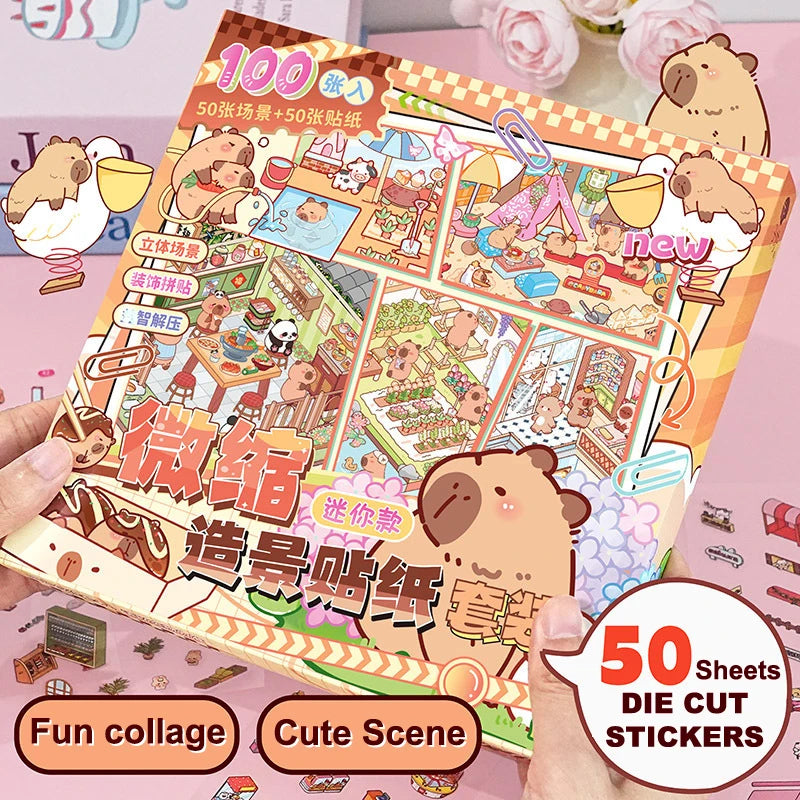 50-Style 3D Miniature House Stickers | Kids DIY Scrapbooking Craft Sticker Kit QXL Default Title