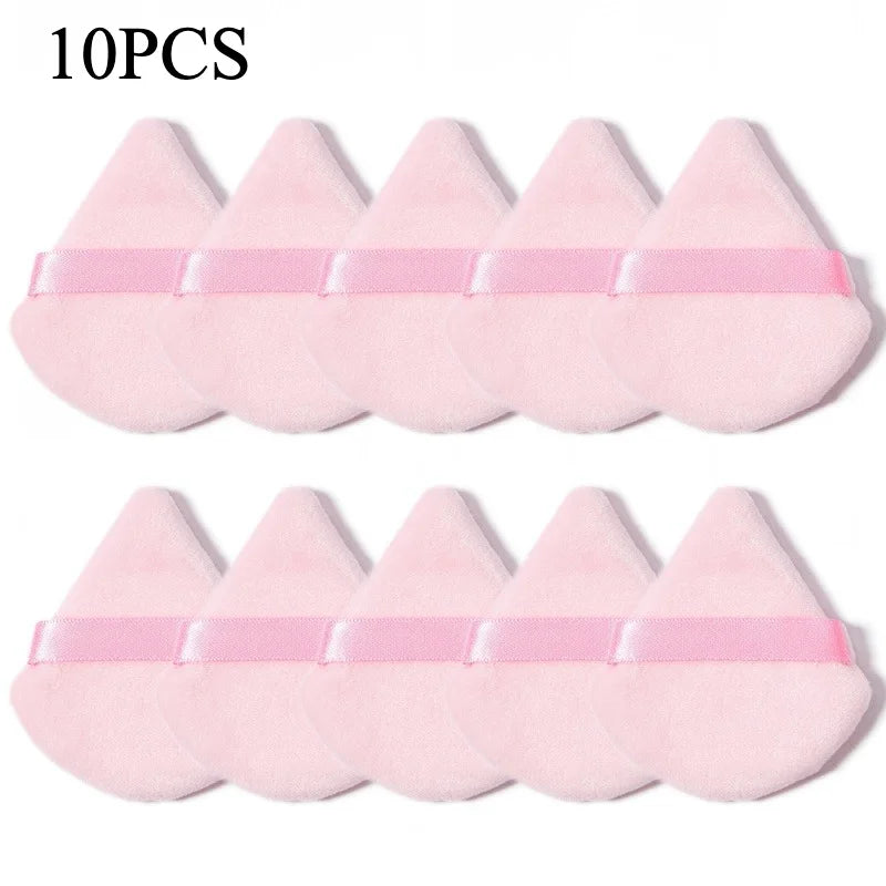 10-Pack Triangle Velour Powder Puffs | Loose & Setting Powder Makeup Powder Puff QXL PK-10PCS