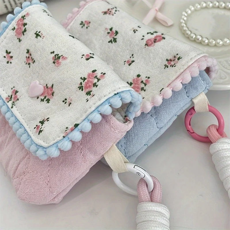 Floral Cotton Travel Pouch | Coin Purse & Cosmetic Organizer Travel Pouch QXL