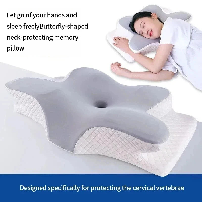 Butterfly Memory Foam Pillow | Cooling Ergonomic Neck Support Memory Foam Pillow QXL