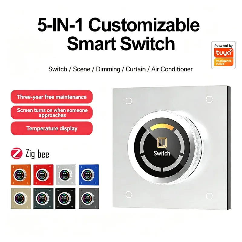 Dreamburgh Tuya 5-in-1 ZigBee Smart Switch | Dimmer & Scene Smart Wall Switch QXL