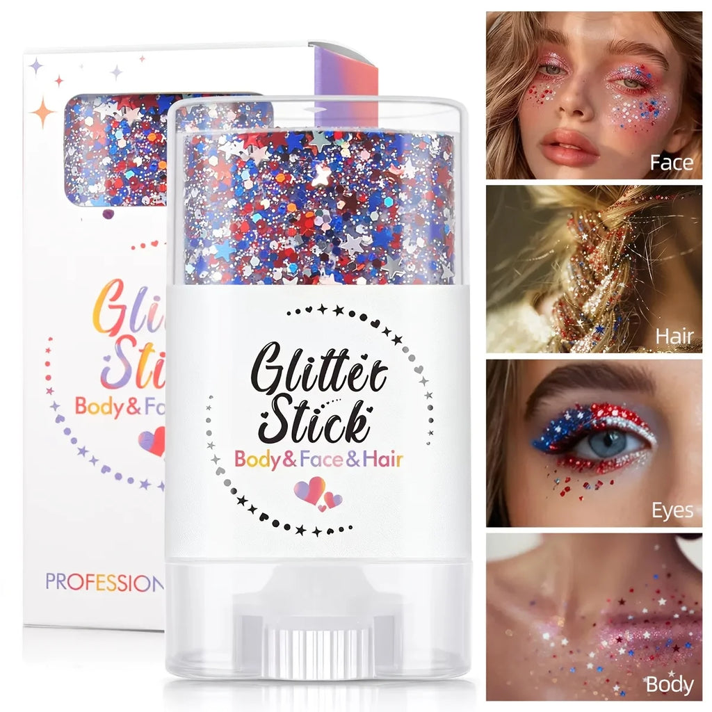 Patriotic Glitter Body Paint Stick | Red White Blue Face Paint Glitter Body Paint QXL