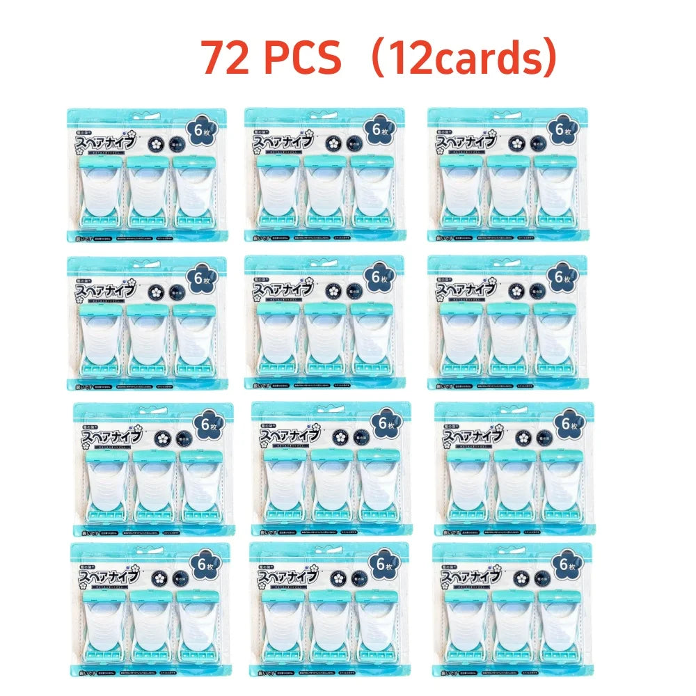 6-Pack Disposable Razors | Stainless Steel Hair Removal Disposable Razor Set QXL blue 72pcs