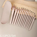 13-Pc Pink Makeup Brush Set with Pouch | Beginner Daily Use Makeup Brush Set QXL C
