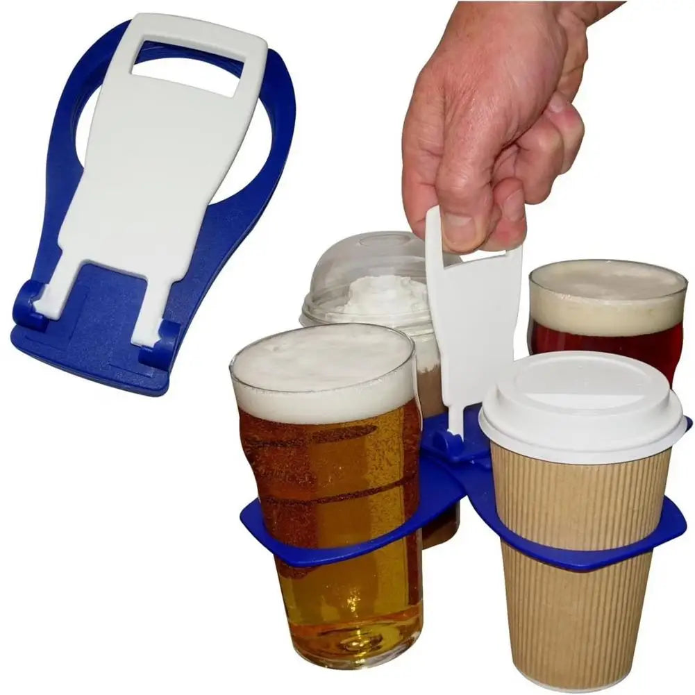 4-Cup Foldable Beverage Carrier | Portable Cup Holder Tray Beverage Cup Carrier QXL