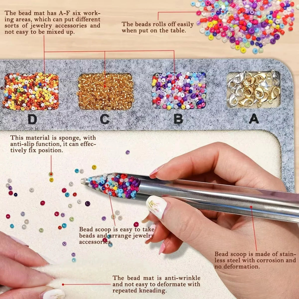Felt Bead Mat with Compartments | DIY Jewelry Making Tool Jewelry Beading Mat QXL