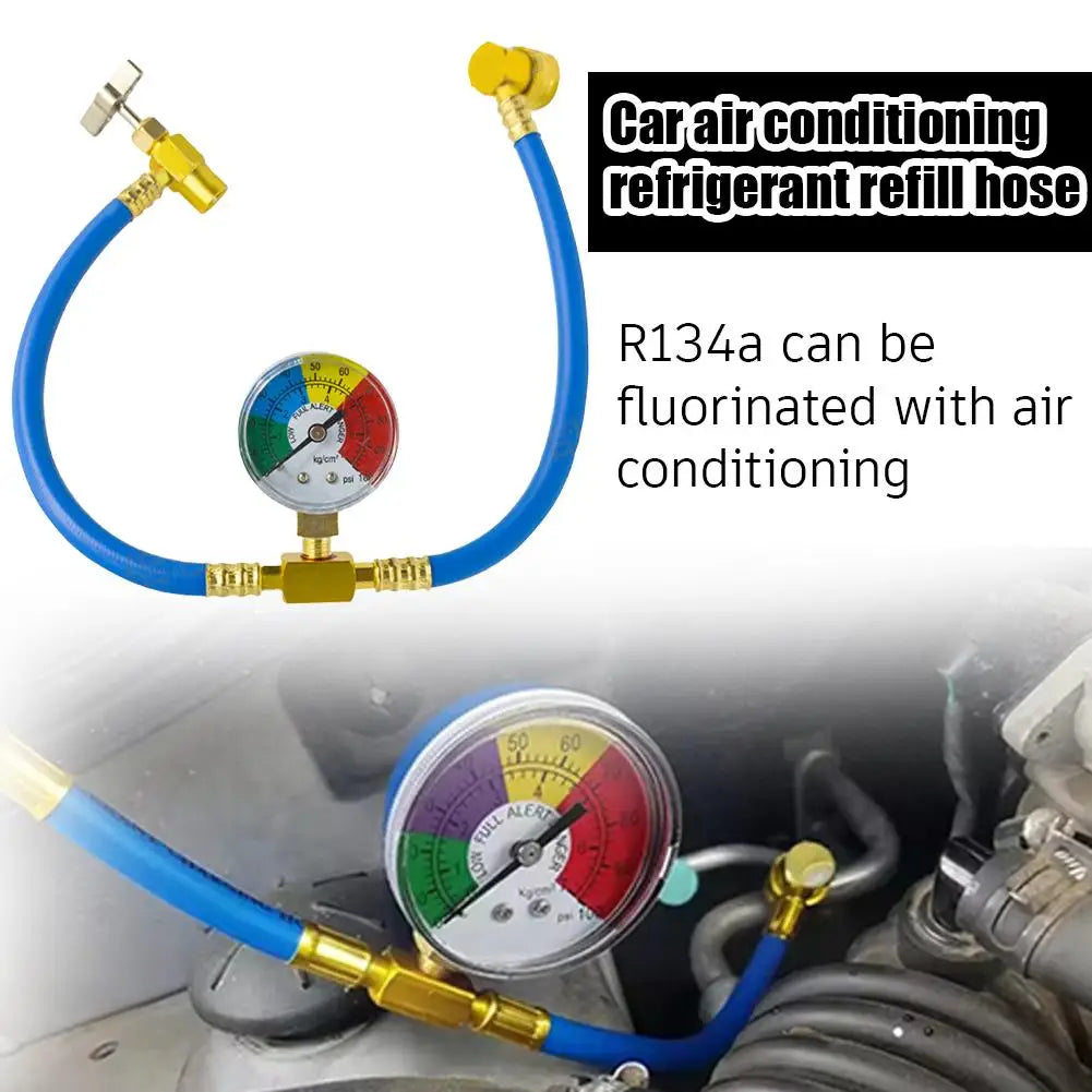 R134a R12 AC Refrigerant Charge Hose Set & Pressure Gauge AC Recharge Tool QXL
