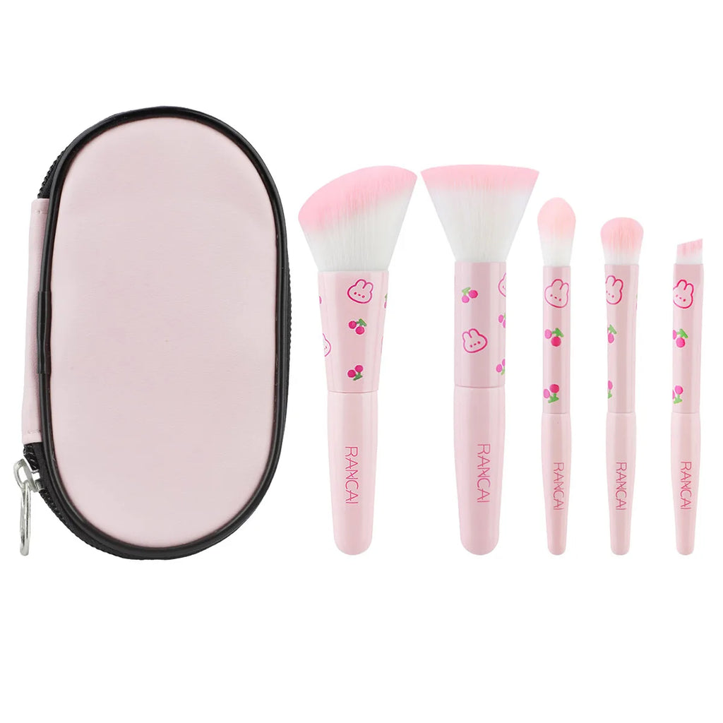 RANCAI 5-Piece Compact Makeup Brush Set with Case Makeup Brush Set QXL 5pcs with bag1