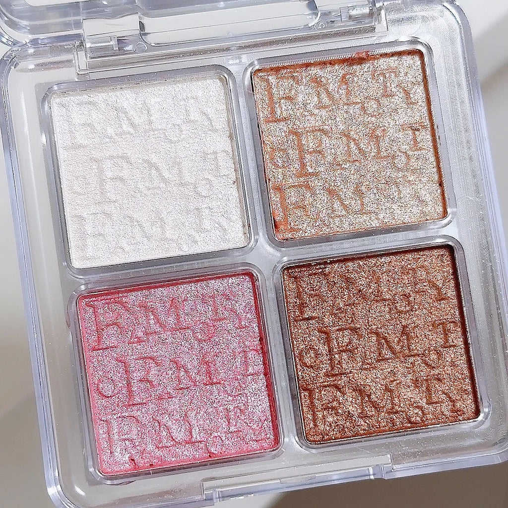 4-Color Face Highlighter Palette | Shimmer Baked Powder Glow Face Highlighter Palette QXL