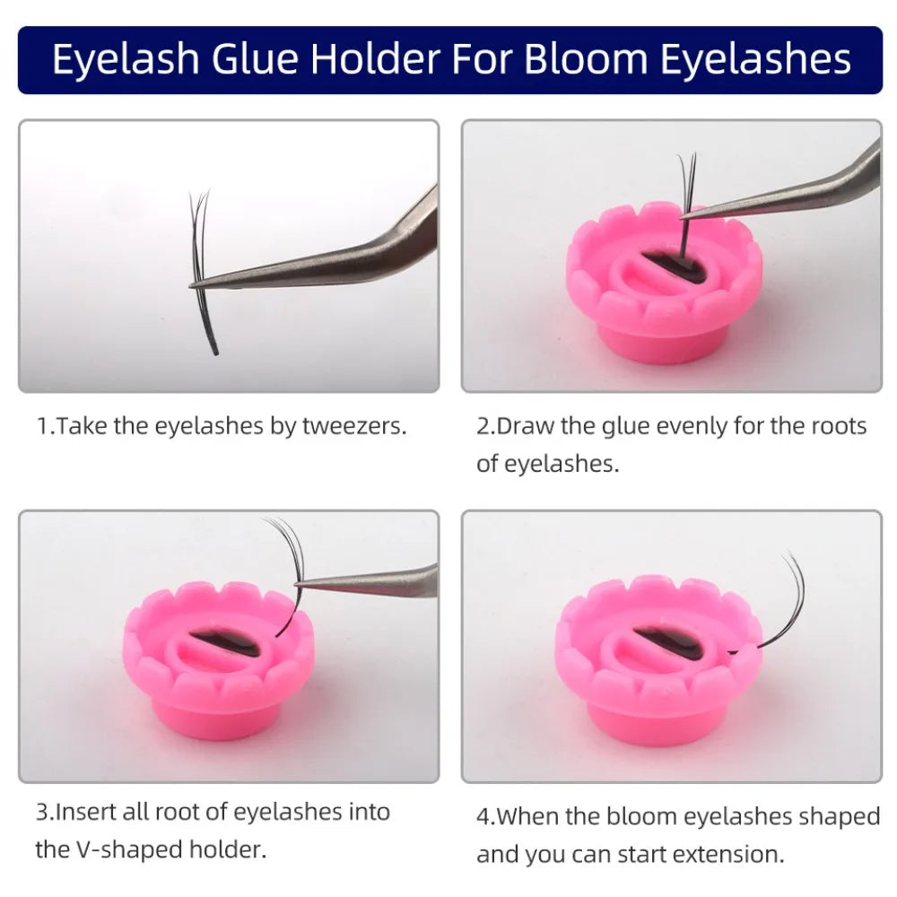 100-Pack Disposable Eyelash Glue Ring Holders – Pink & Clear Lash Glue Ring Holder QXL