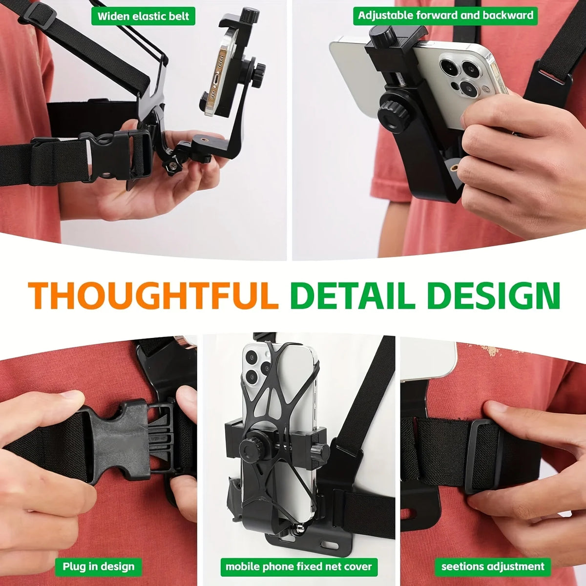 Chest Strap Phone Mount | Anti-Shake Hands-Free Holder Chest Phone Mount QXL