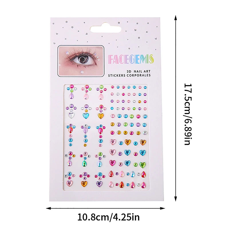 Face & Body Crystal Gem Stickers | Festival Rhinestone Glam Face & Body Gem Stickers QXL