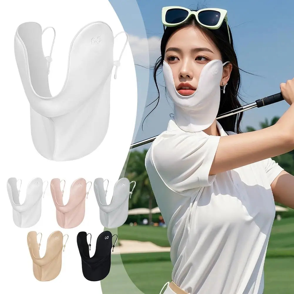 Women's UPF50+ Ice Silk Sun Mask | Cooling UV Face Cover Sun Protection Mask QXL