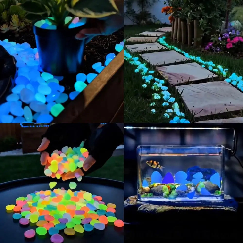 200-Pack Glow in the Dark Garden Pebbles | Luminous Stones Garden Decorative Pebbles QXL