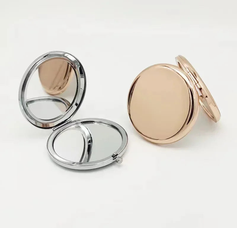 Double-Sided Pop-Up Pocket Makeup Mirror | Rose Gold Metal Compact Makeup Mirror QXL