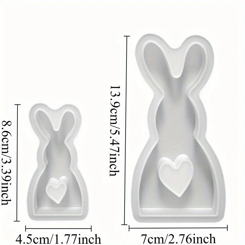 Easter Bunny Heart Silicone Mold – Candle Soap Resin Clay Silicone Craft Mold QXL